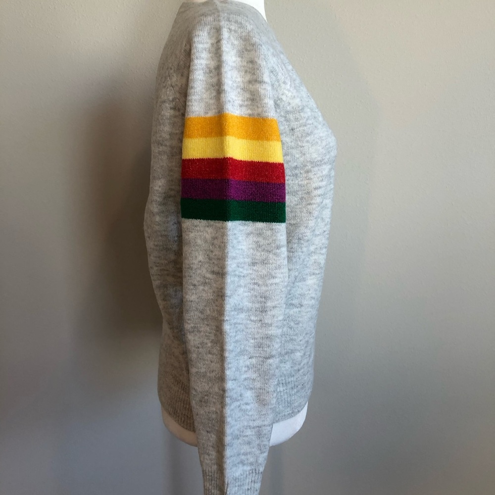 NWT THML Light Gray Stripe Sweater Medium - Picture 4 of 5